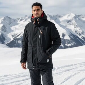 WEARCOLOUR Black Red‎ Lined Hooded Jacket Men's Size L Waterproof Snow Ski Coat